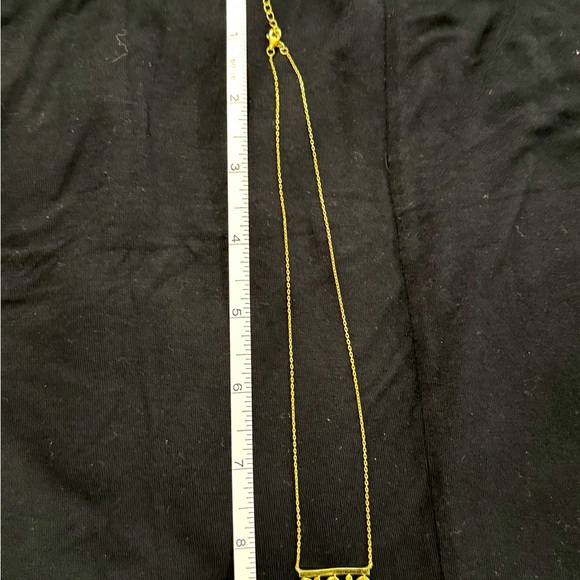 Gold Bar Necklace with Coin & Evil Eye Charms - Picture 2 of 2